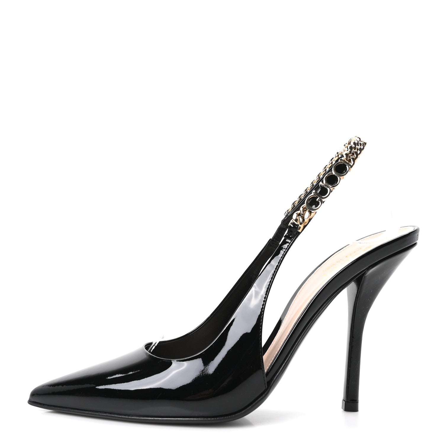 Vernice Crystal Nappa Charlotte Signoria Slingback Pumps 37.5 Black