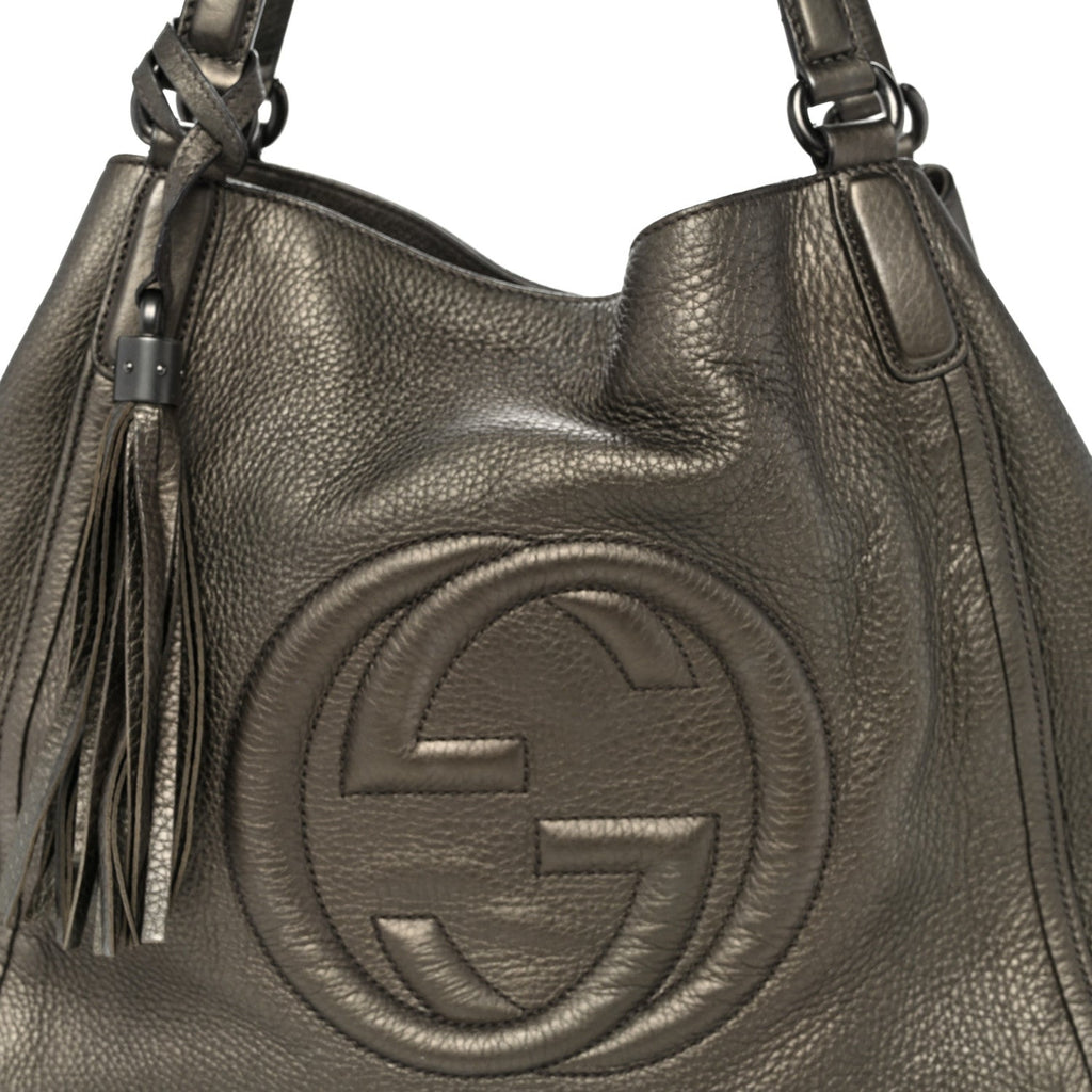Metallic Cellarius Calfskin Medium Soho Shoulder Bag Sasso