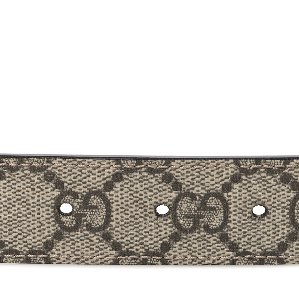 GG Supreme Monogram Plutone Calfskin Double G Reversible 30mm Belt 75 30 Beige Ebony Mystic White