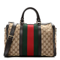 Monogram Selleria Calfskin Vintage Web Medium Boston Beige Ebony Cocoa