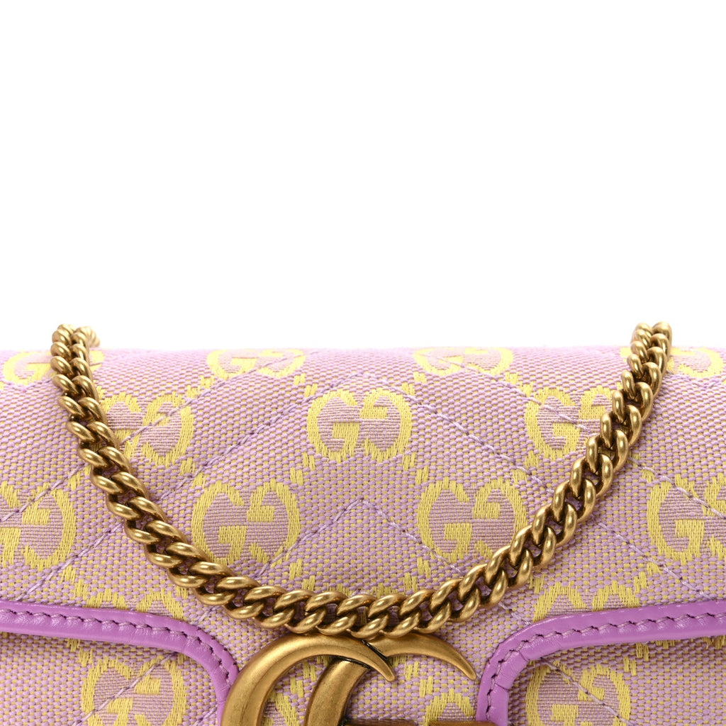 Monogram Super Mini GG Marmont Shoulder Bag Lilac Yellow