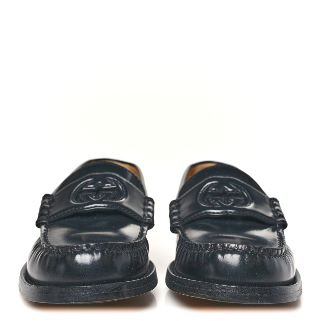 Millennial Ribot Cut Out Interlocking G Loafers 35.5 Black