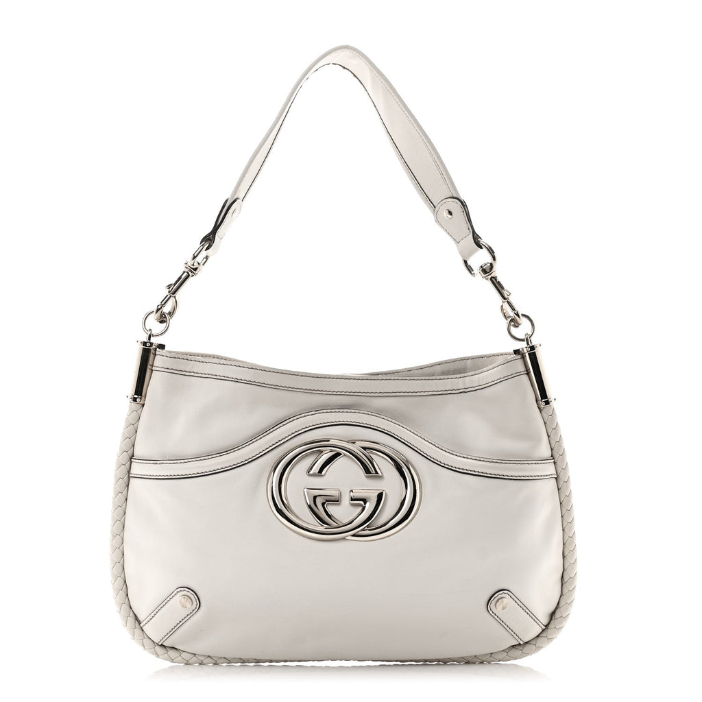 Calfskin Britt Medium Shoulder Bag White