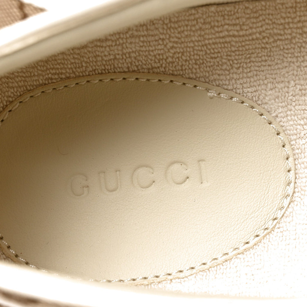 GG Monogram Womens Slip Sneakers 40 Beige Ebony Mystic White