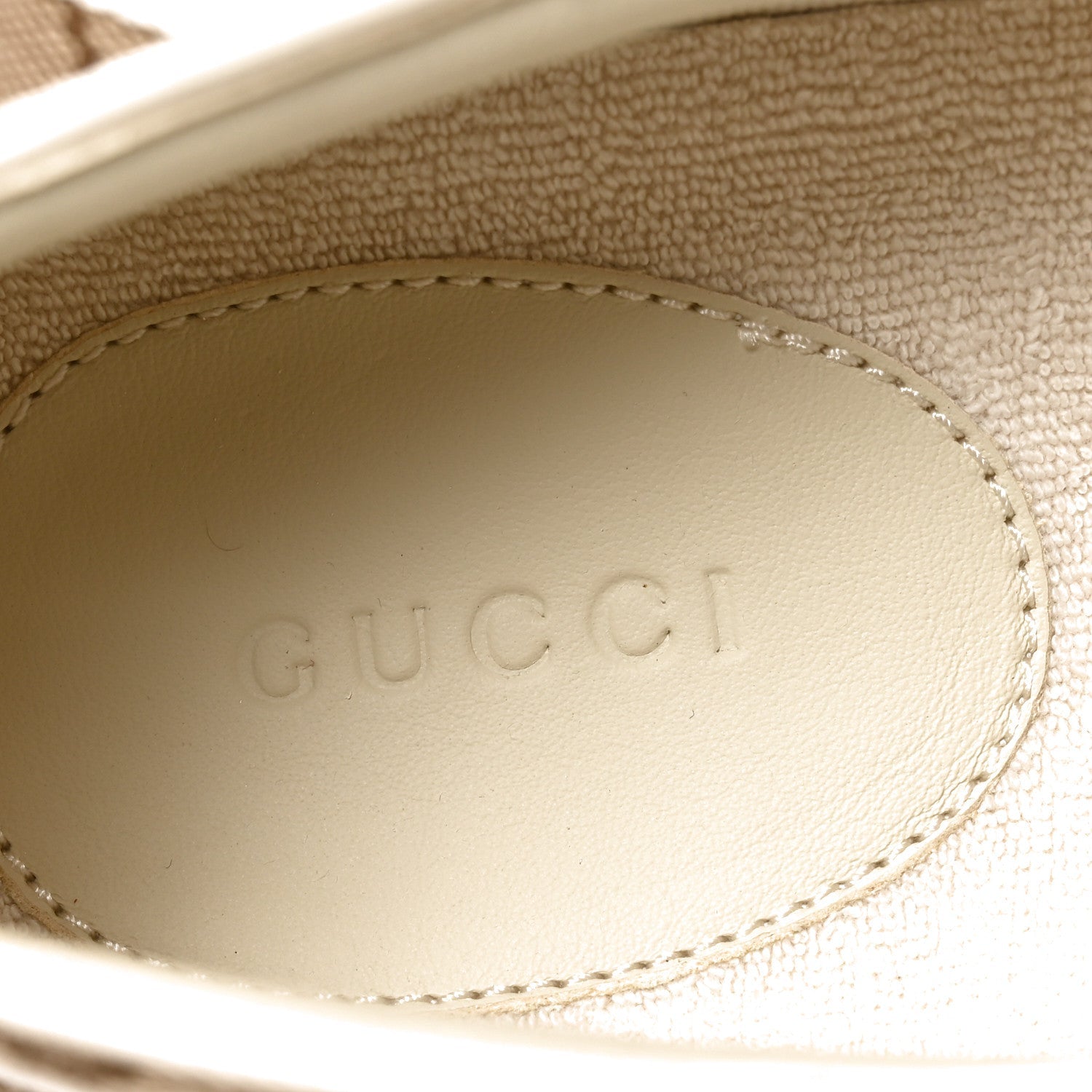 GG Monogram Womens Slip Sneakers 40 Beige Ebony Mystic White