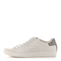 Calfskin Interlocking G Perforated Womens Ace Sneakers 37.5 White Grey Sky