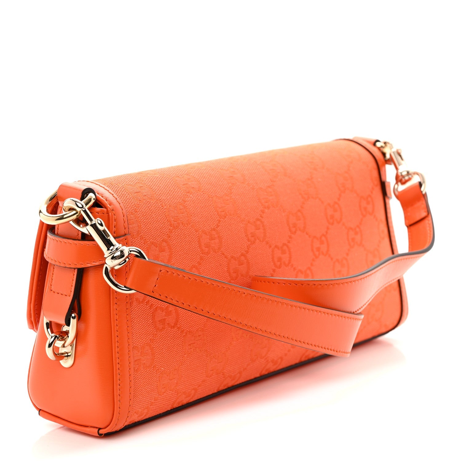 GG Monogram Textured Dollar Calfskin Small Luce Shoulder Bag Orange
