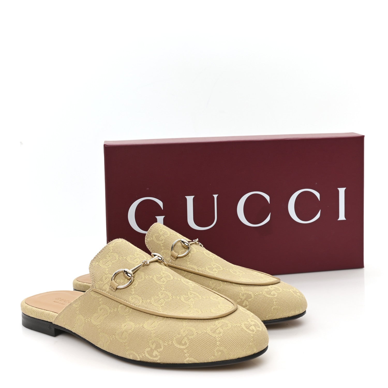 GG Monogram Canvas Womens Princetown Slippers 40.5 Egypt Salt