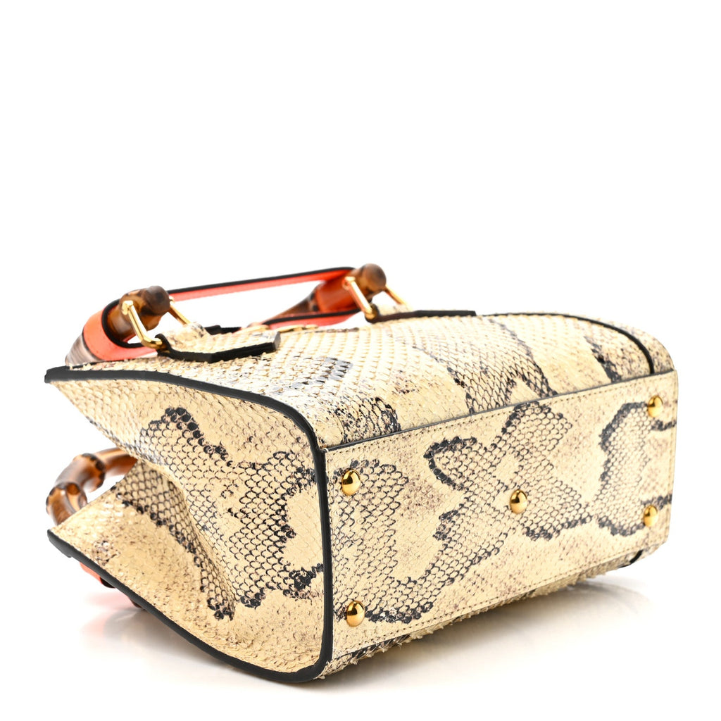 Snakeskin Mini Diana Tote Bag Beige