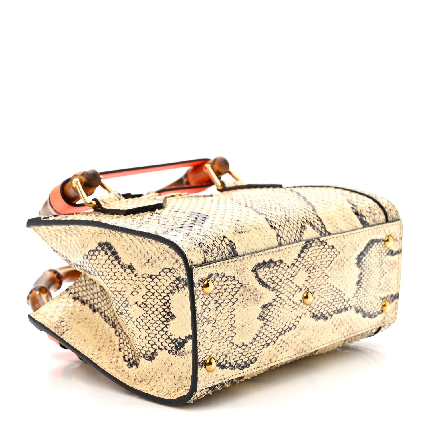 Snakeskin Mini Diana Tote Bag Beige