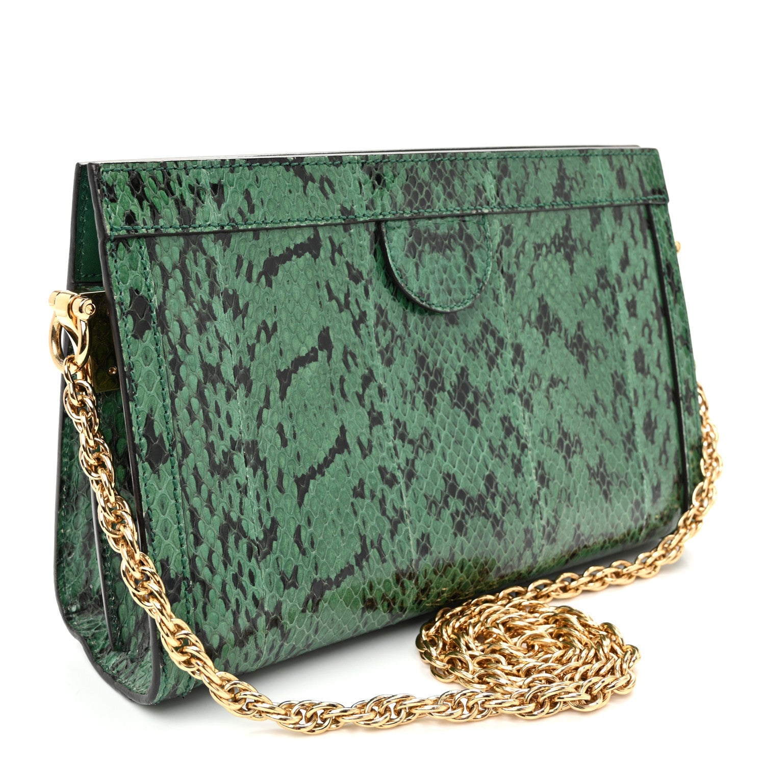 Snakeskin GG Small Ophidia Chain Shoulder Bag Green