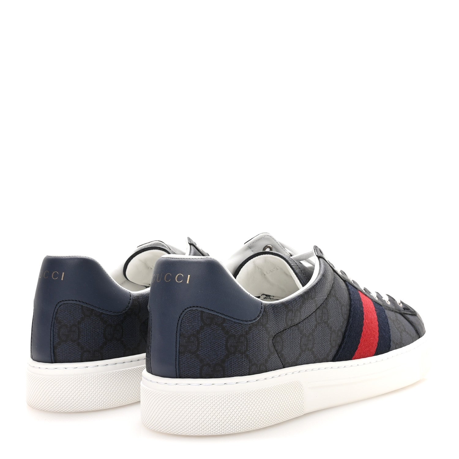 GG Supreme Monogram Web Mens New Ace Sneakers 9.5 Dark Blue