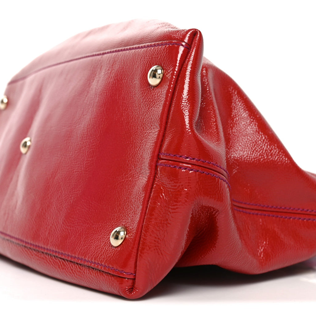 Vernice Naplack Small Soho Top Handle Satchel Uniform Red