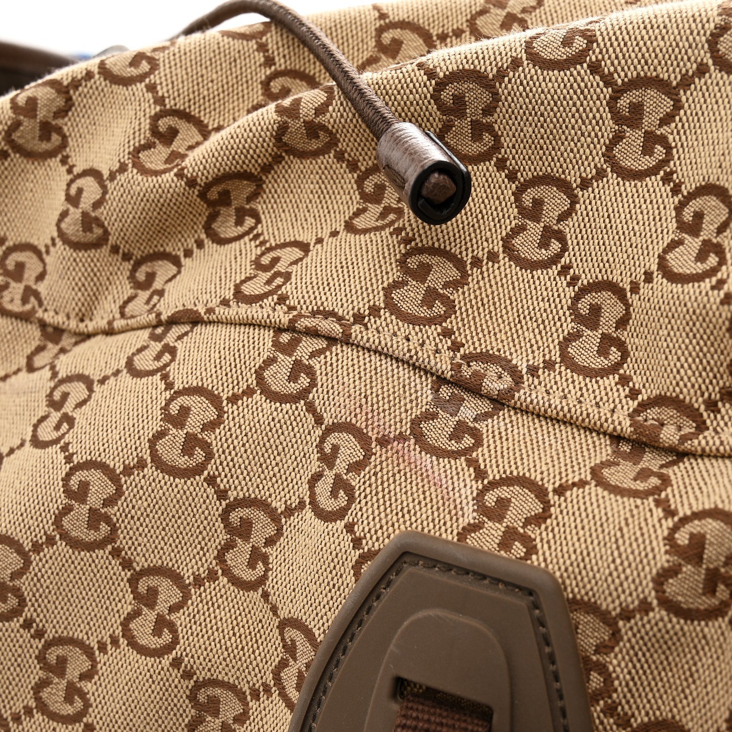 Monogram Script Logo Large Double Pocket Backpack Beige Ebony Multicolor