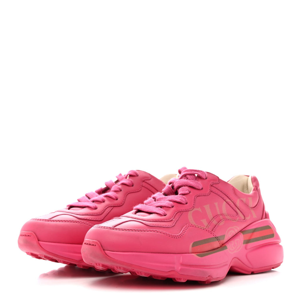 Calfskin Logo Womens Rhyton Sneakers 35 Box Pink