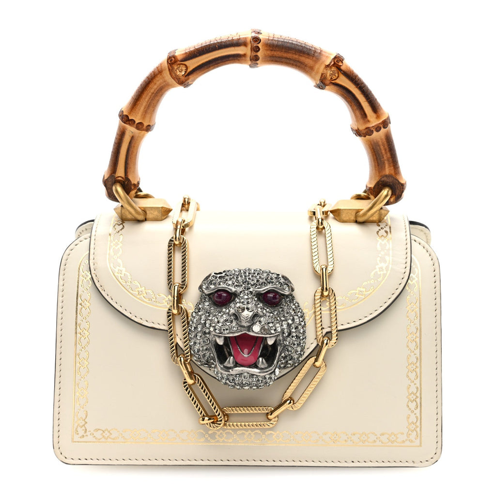 Calfskin Bamboo Mini Thiara Top Handle Bag White