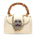 Calfskin Bamboo Mini Thiara Top Handle Bag White