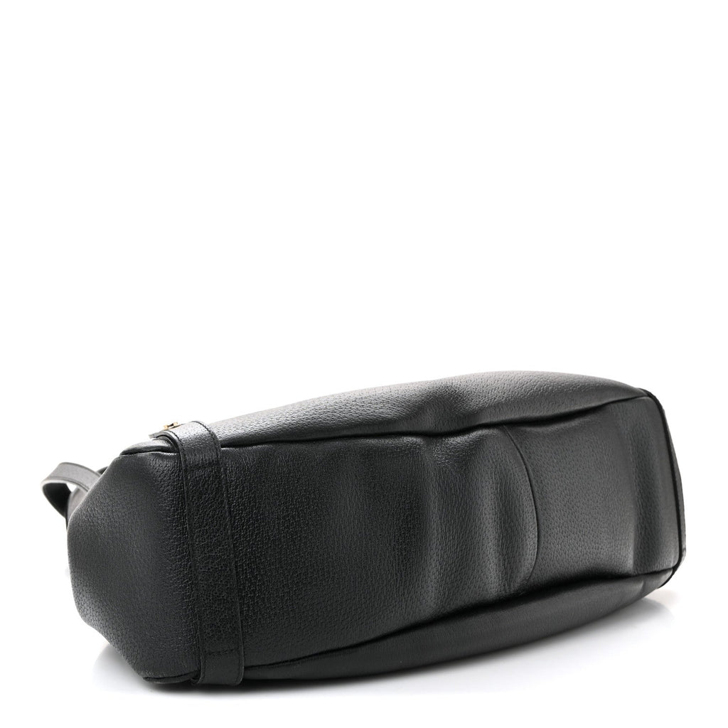 Calfskin Medium Abbey Shoulder Bag Black