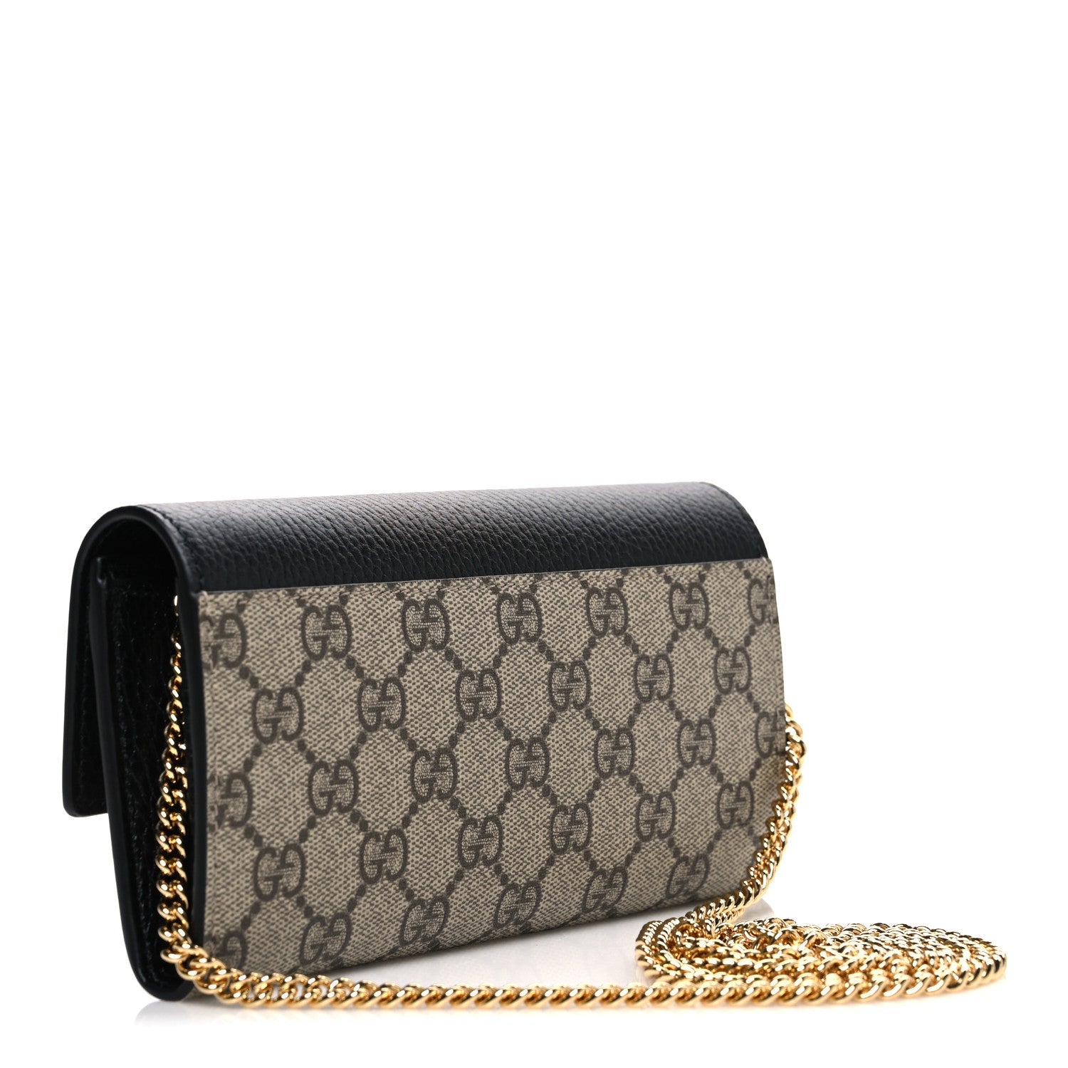 Dollar Calfskin GG Supreme Monogram Petite GG Marmont Wallet Chain Bag Black Beige Ebony