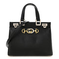 Grainy Calfskin Small Zumi Top Handle Bag Black