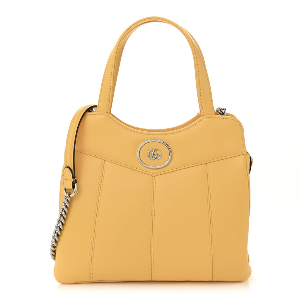 Senna Calfskin Petite GG Small Tote Bag Sunny Yellow