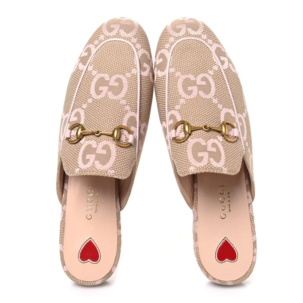 Monogram Macro GG Nappa Charlotte Womens Princetown Slippers 36 Beige Perfect Pink