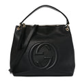 Pebbled Calfskin Large Soho Hobo Black