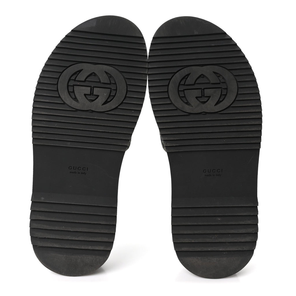 Jacquard Black Denim GG Monogram Angelina Platform 55mm Slide Sandals 39.5 Black Ivory