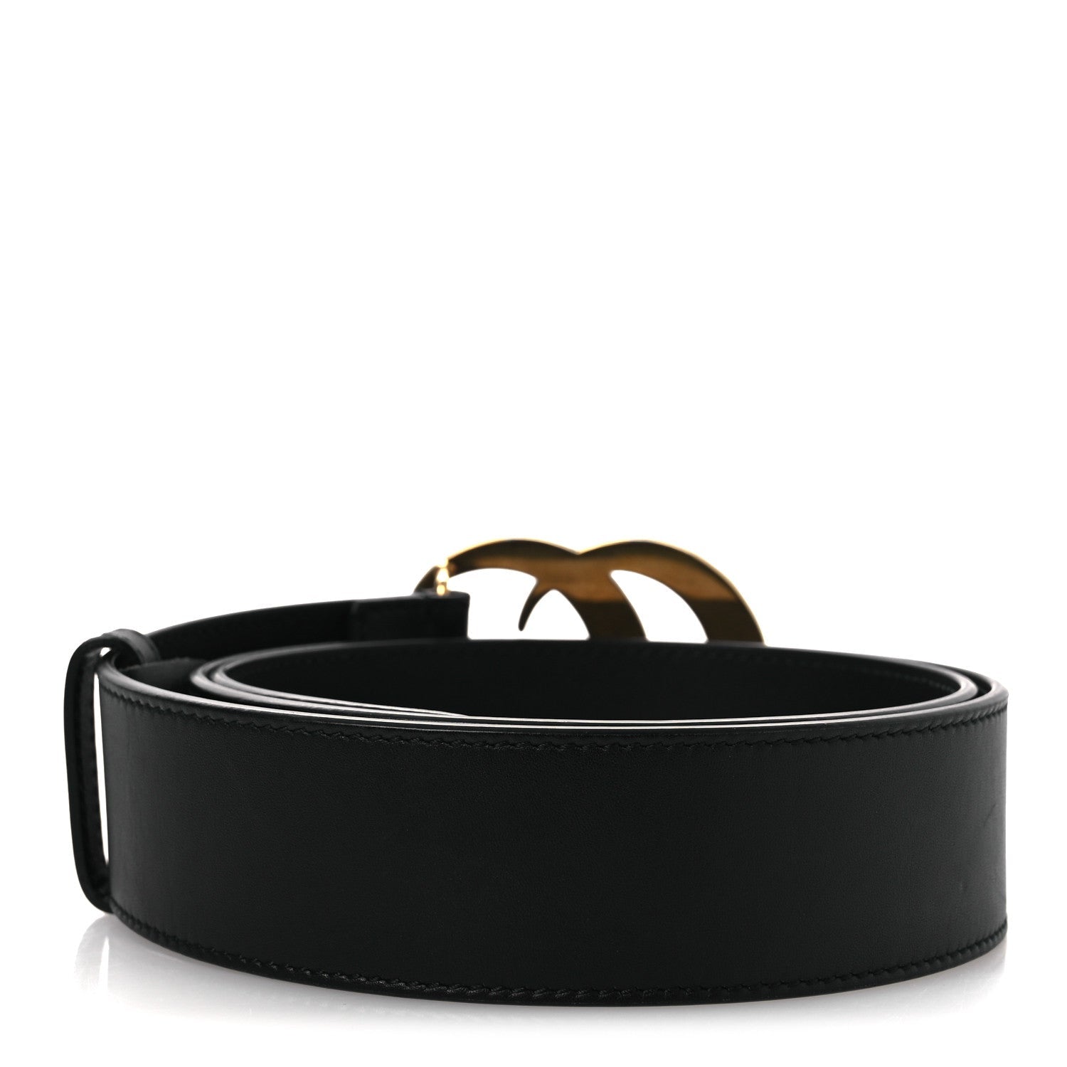 Moon Calfskin Pearl Double G 40mm Belt 85 34 Black Cream