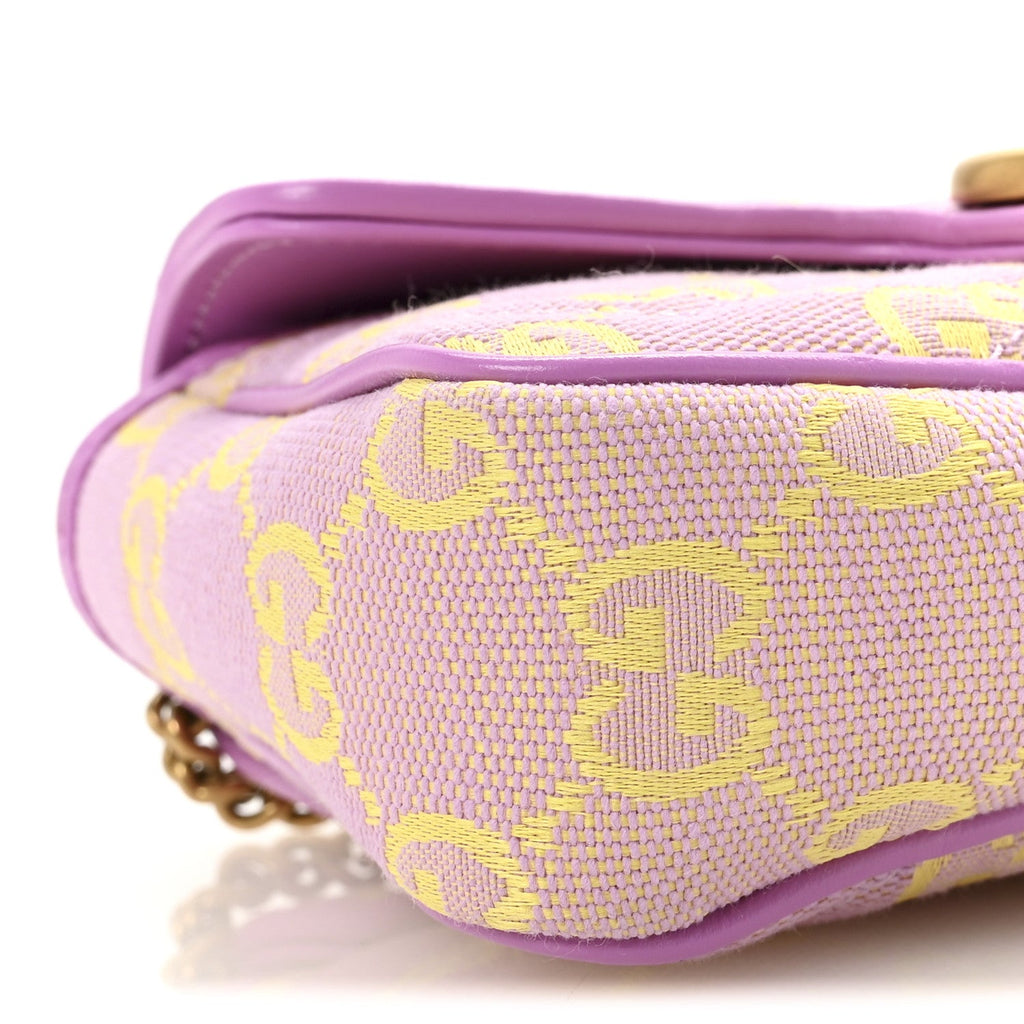 Monogram Super Mini GG Marmont Shoulder Bag Lilac Yellow