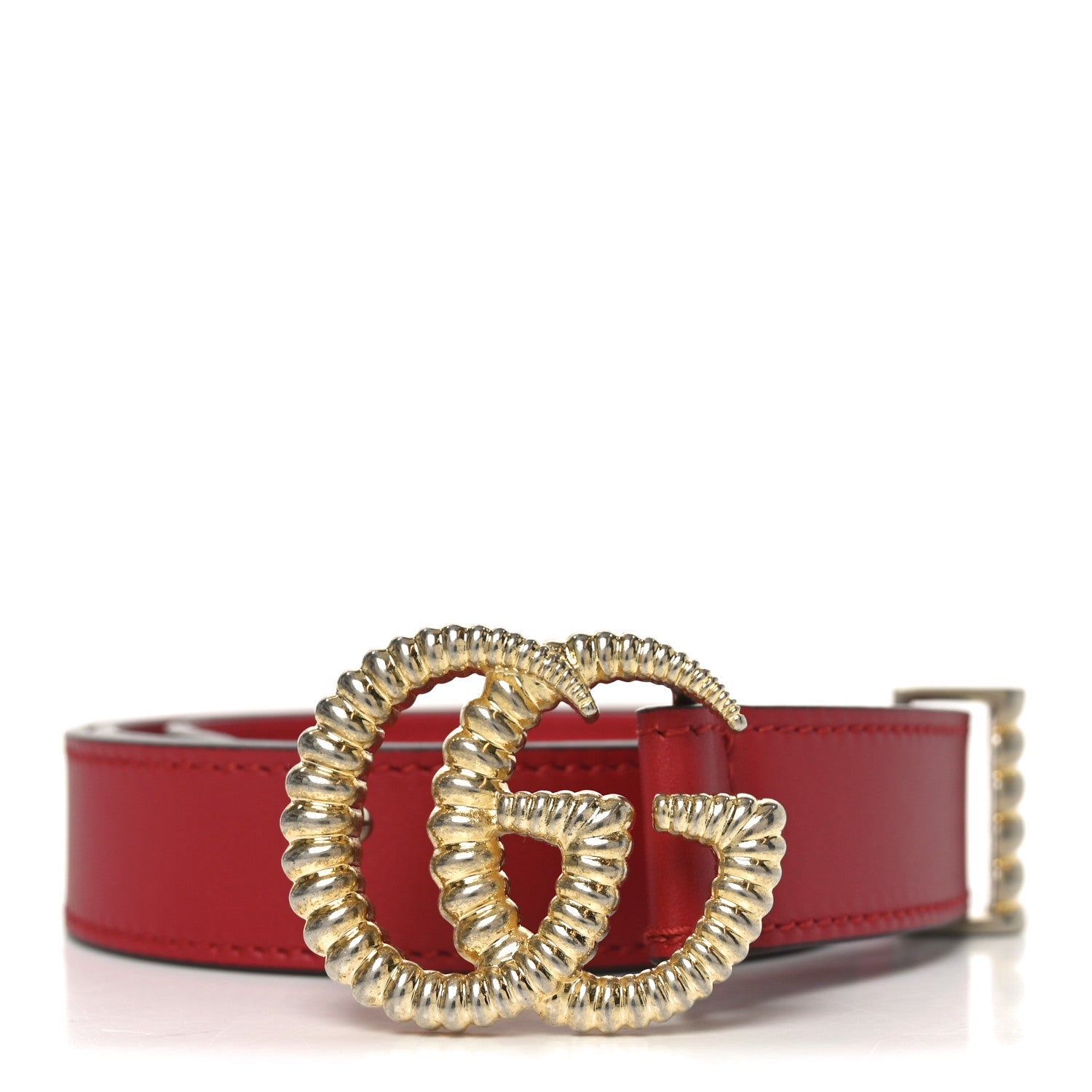 Moon Calfskin Torchon Double G 25mm Belt 75 30 Hibiscus Red