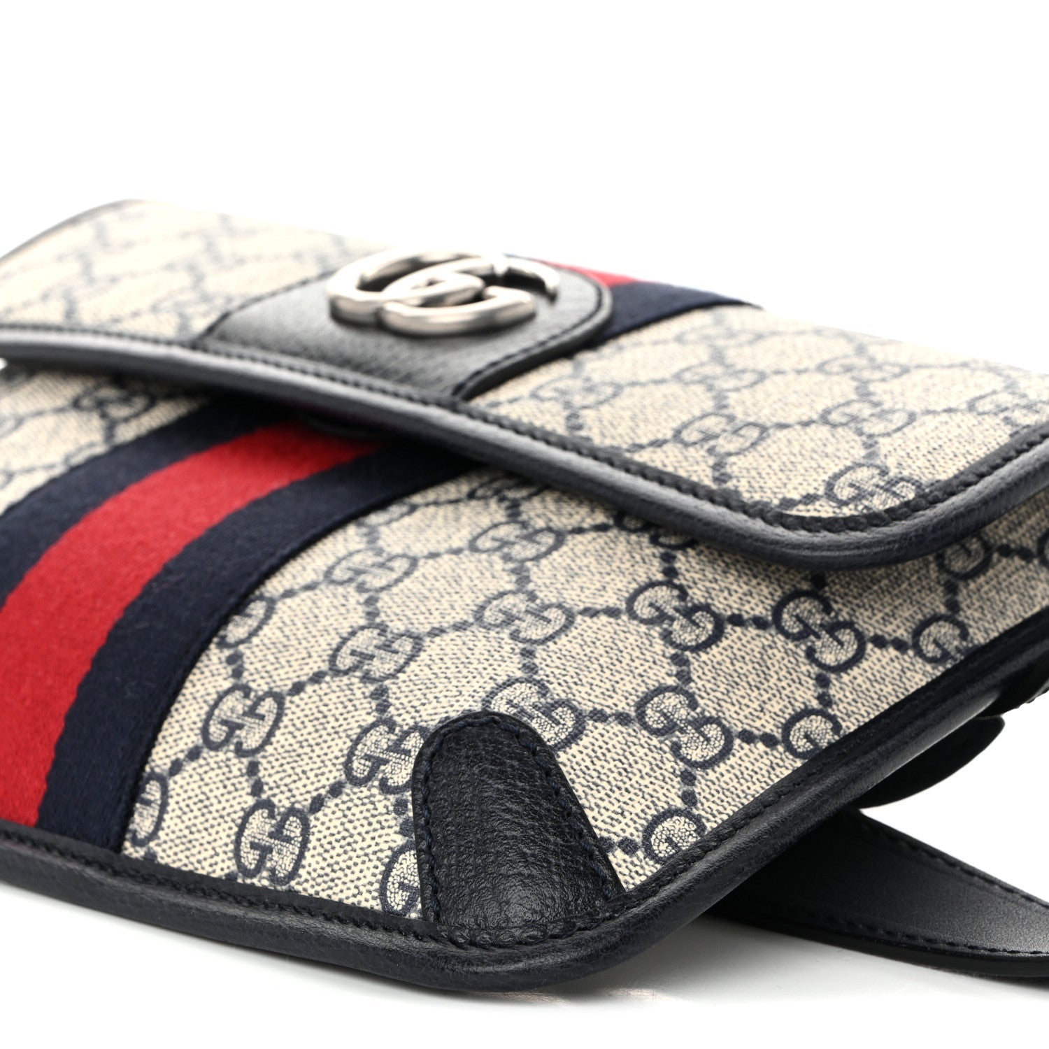 GG Supreme Monogram Web Small Ophidia Belt Bag 90 36 Beige Navy