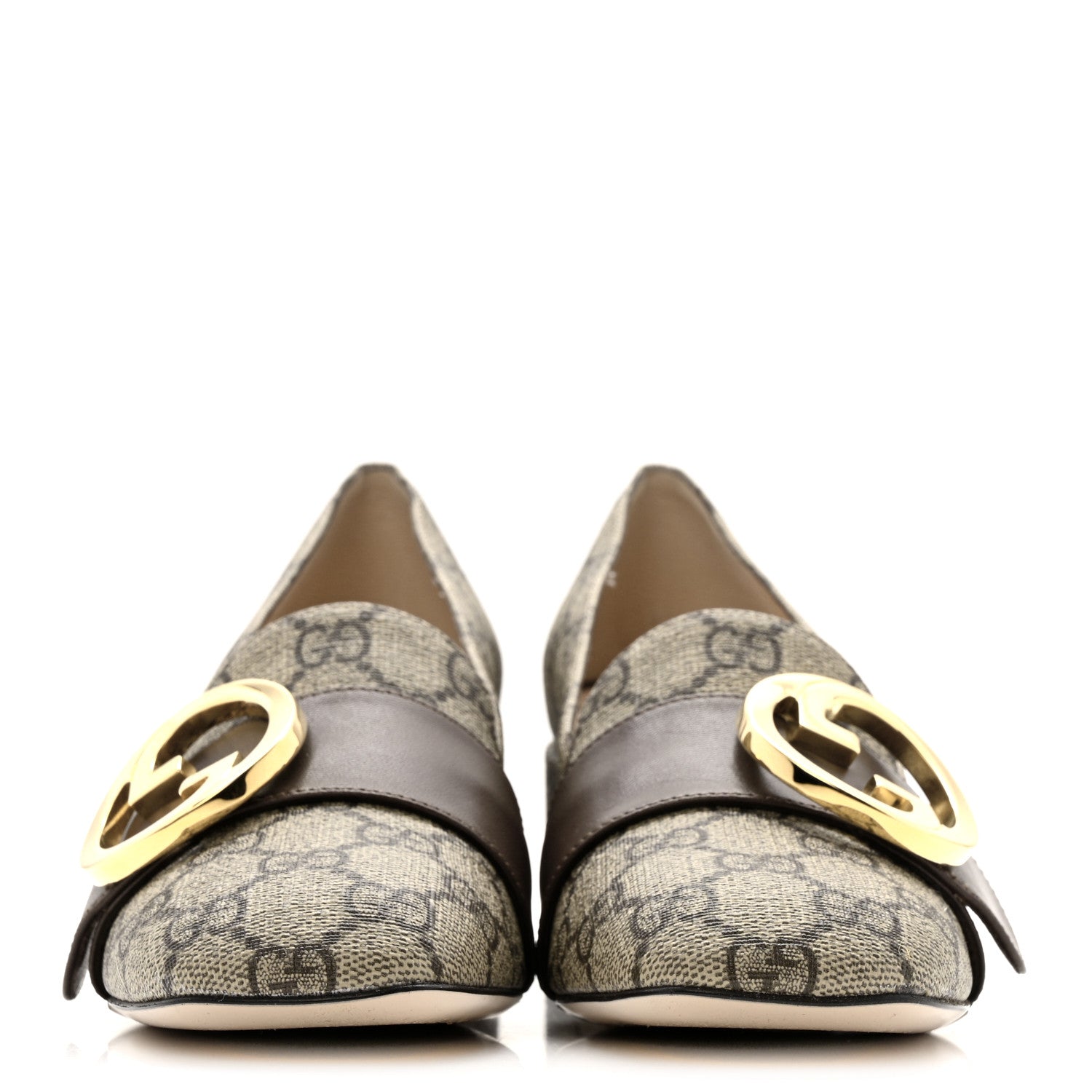 GG Supreme Monogram Malaga Kid Blondie Pumps 35.5 Beige Ebony New Acero