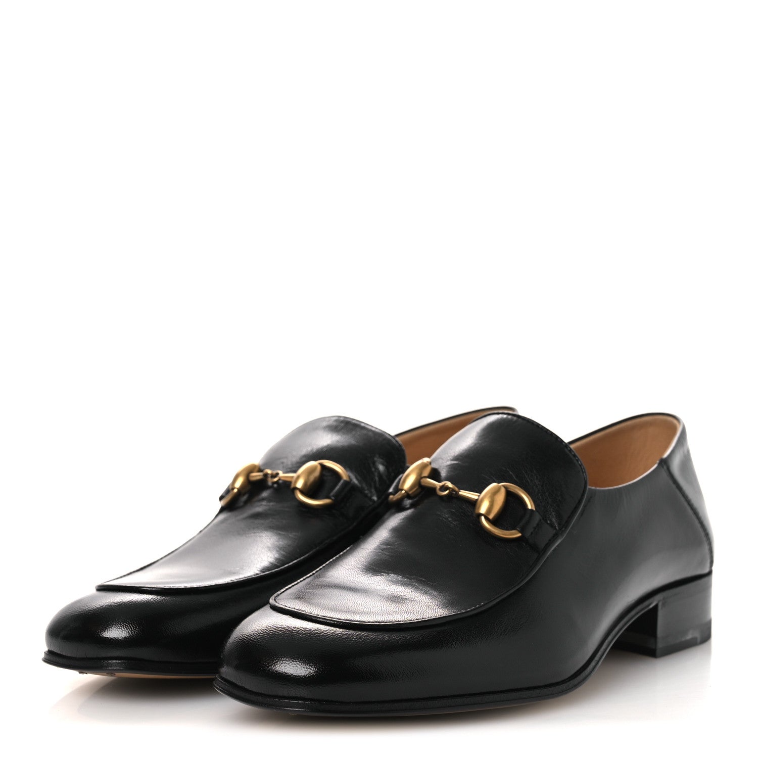 Goatskin Womens Horsebit Mid-Heel Loafers 36 Black