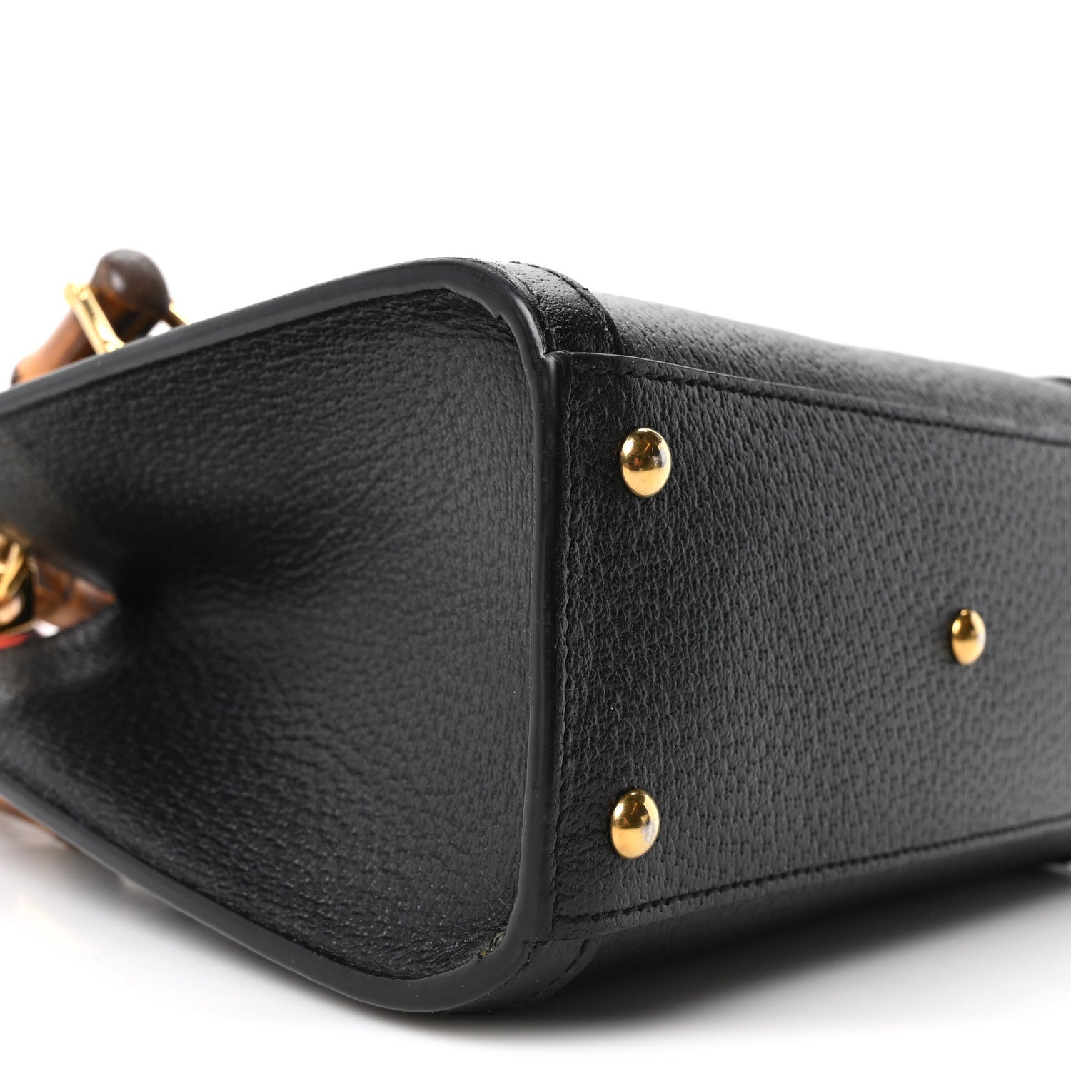 Textured Dollar Calfskin Web Mini Diana Tote Bag Black Dusty Grey