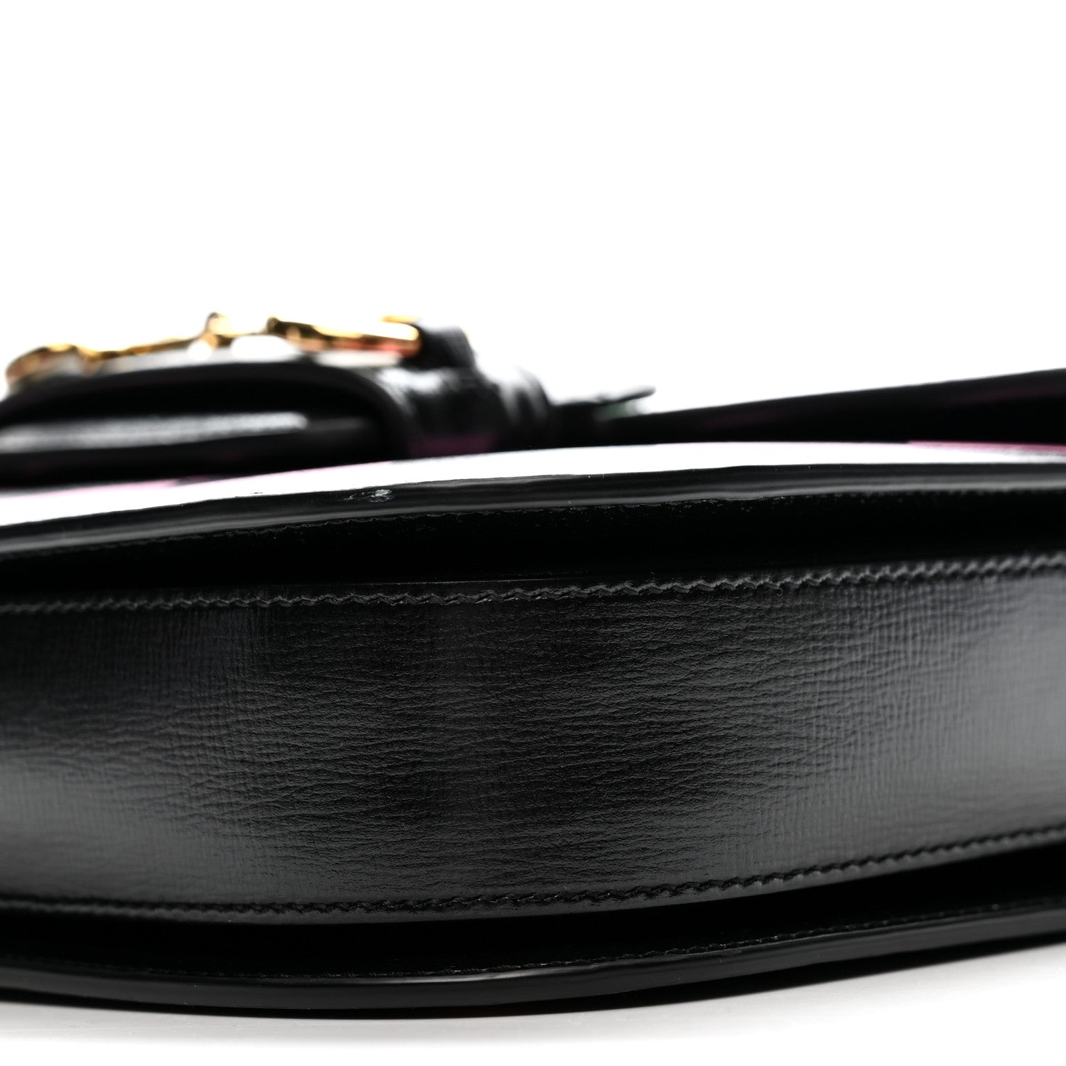 Textured Calfskin Geometric Print Horsebit 1955 Shoulder Bag Black Multicolor