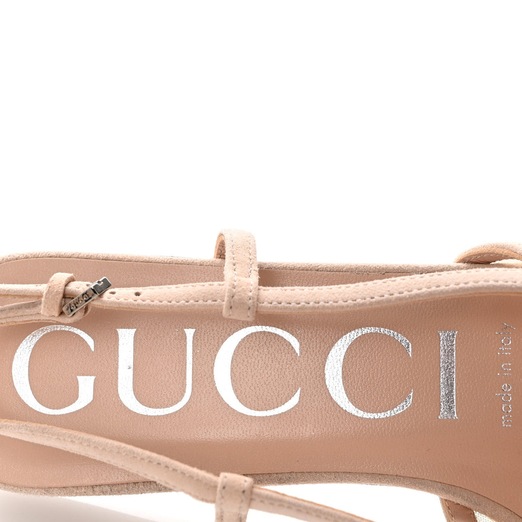 Suede Mesh Crystal GG Monogram Slingback Ballet Flats 36.5 Light Powder Skin Rose 37 Light Powder Skin Rose 36.5 Light Powder Skin Rose