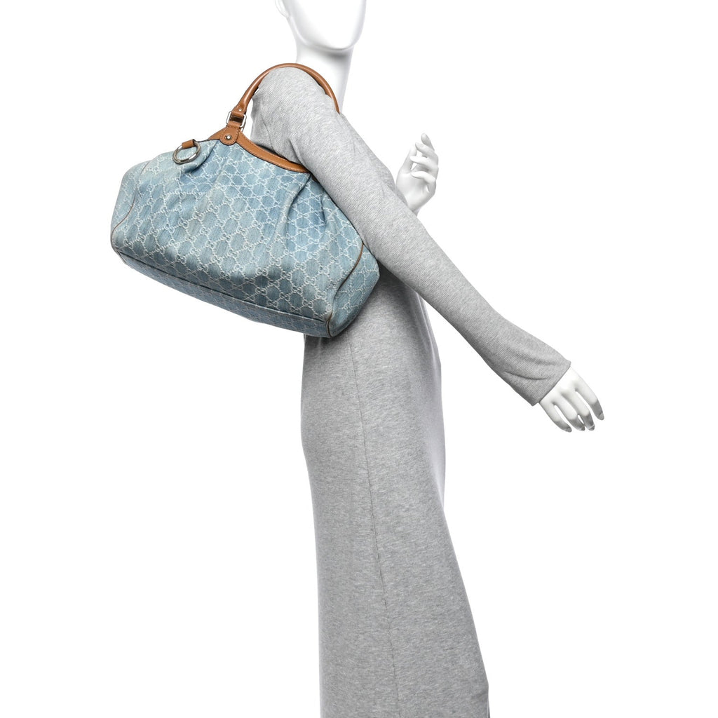 Denim Monogram Medium Sukey Tote Blue