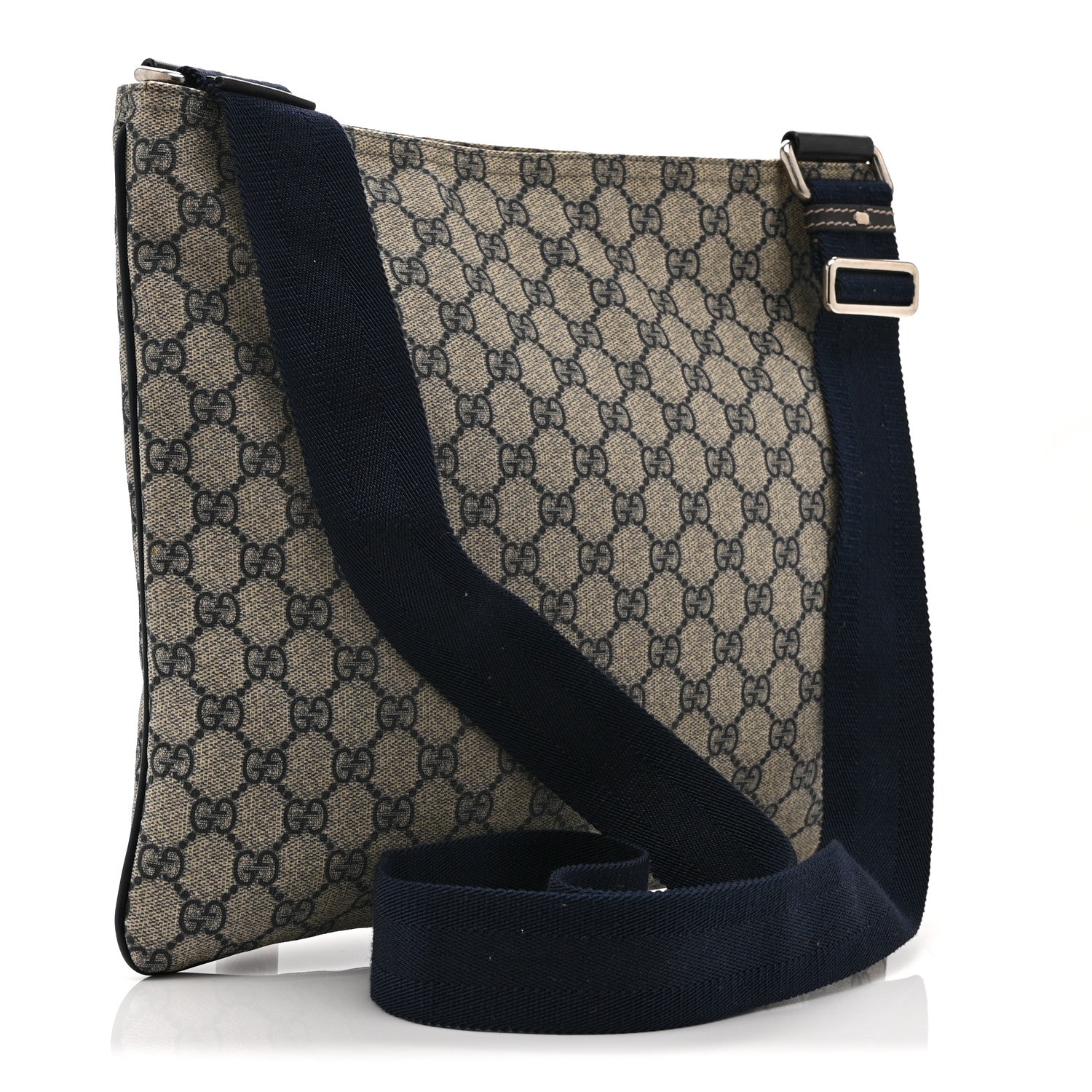 GG Plus Monogram Large Flat Messenger Bag Beige Blue