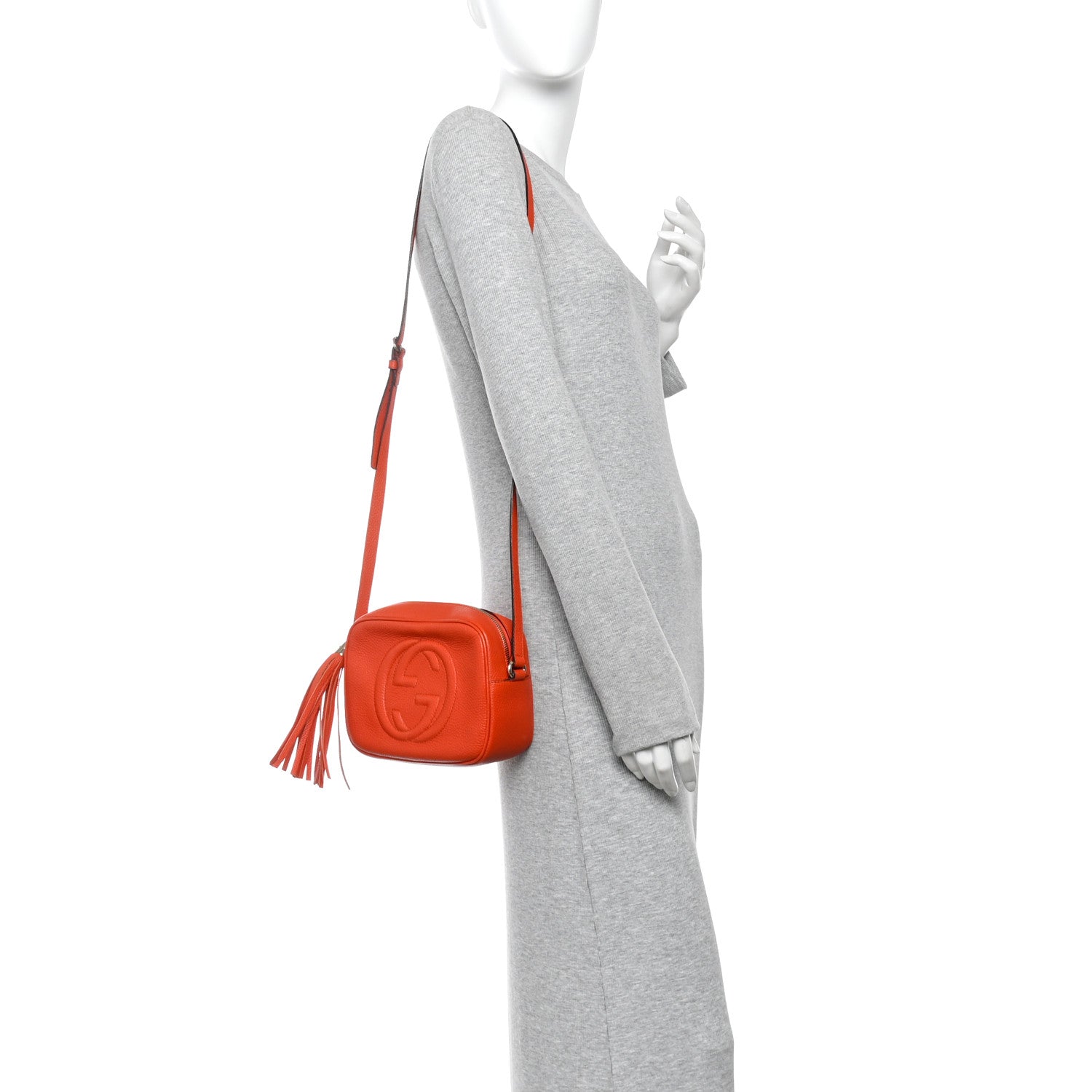 Pebbled Calfskin Small Soho Disco Bag Sun Orange