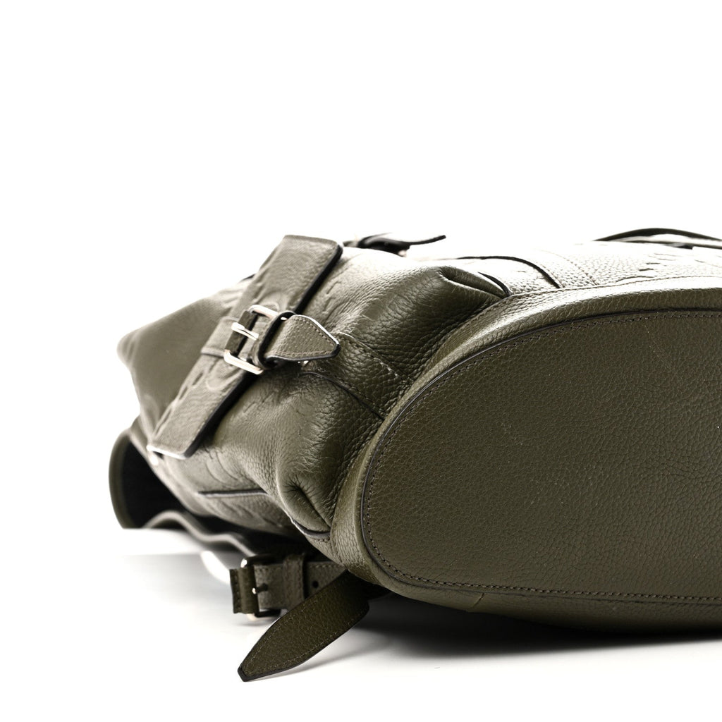 Piuma Calfskin Jumbo GG Embossed Double Buckle Backpack Dark Vintage Olive
