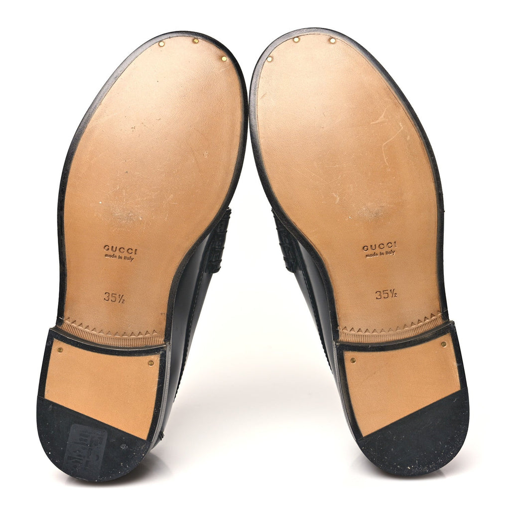 Millennial Ribot Cut Out Interlocking G Loafers 35.5 Black