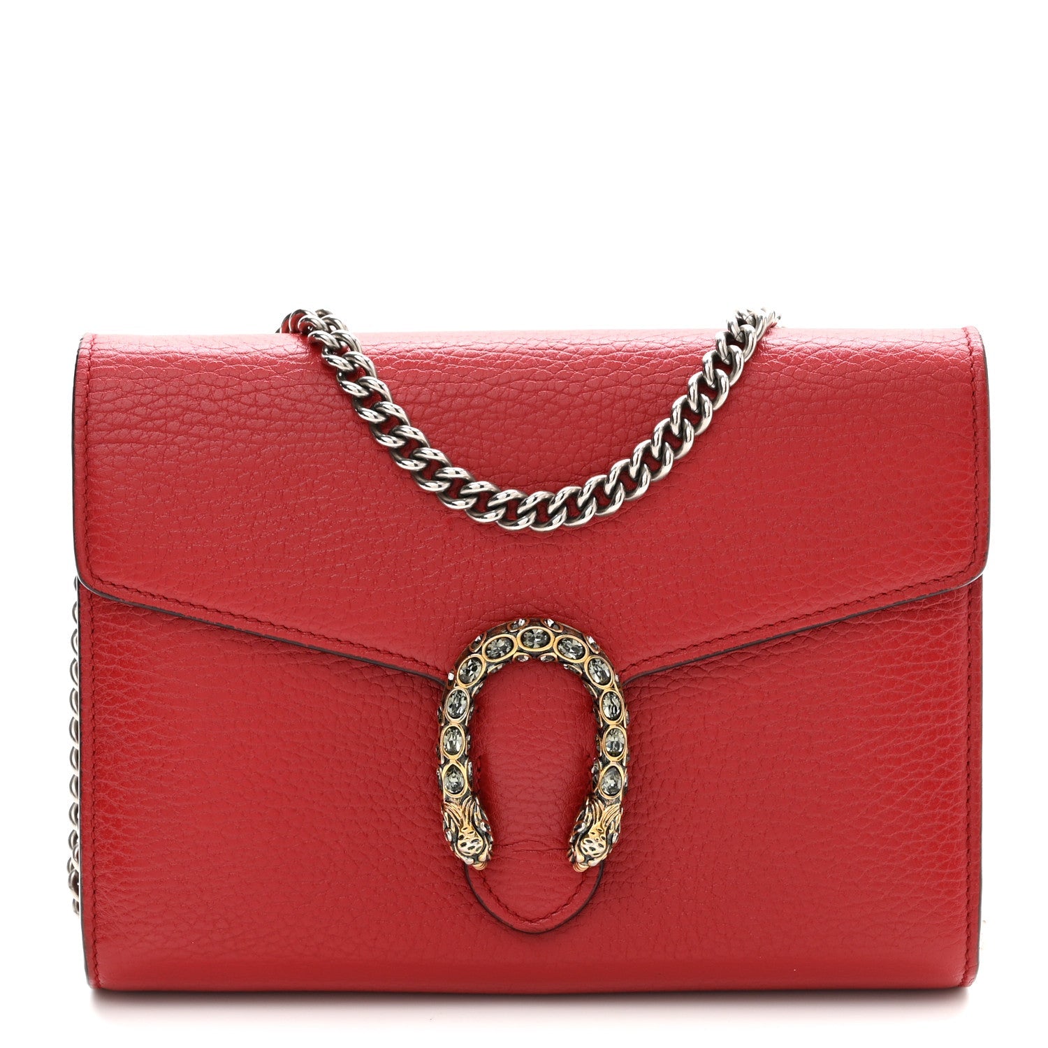 Calfskin Mini Dionysus Chain Wallet Hibiscus Red