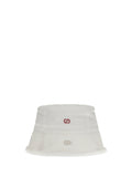 Gucci 8600053HBH7 GG Logo-Embroidered Cotton Bucket Hat — White
