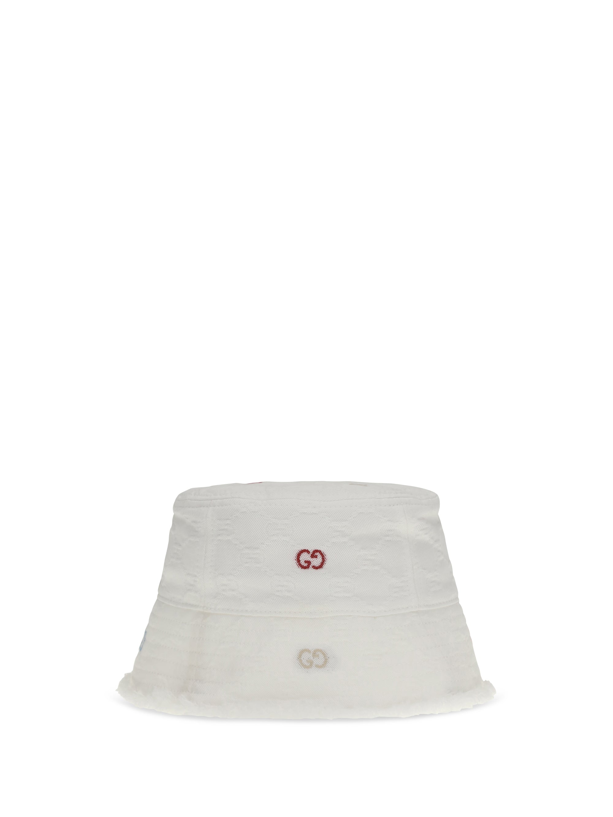 Gucci 8600053HBH7 GG Logo-Embroidered Cotton Bucket Hat — White