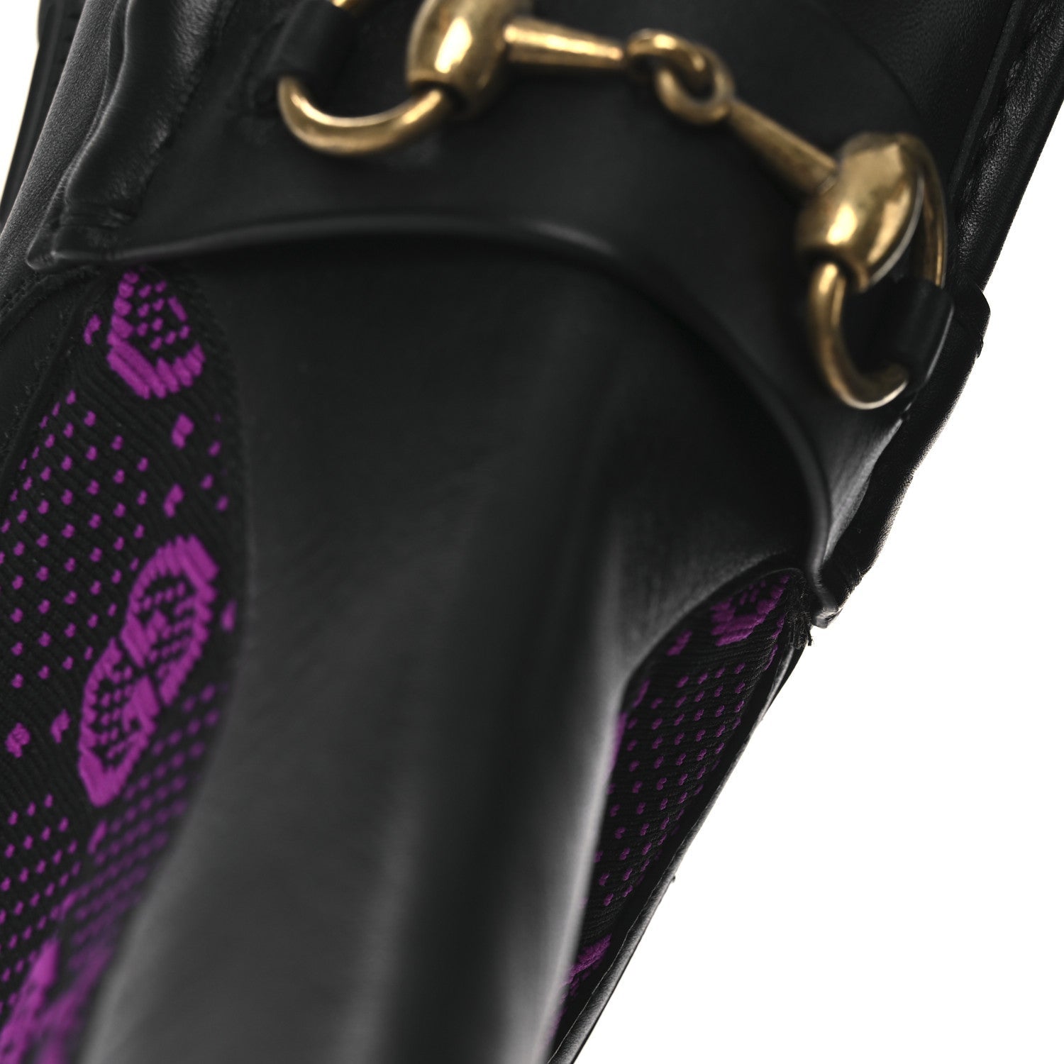 Quebec Calfskin Technical Jersey Knit GG Monogram Horsebit Ankle Boots 42 Black Fucsia