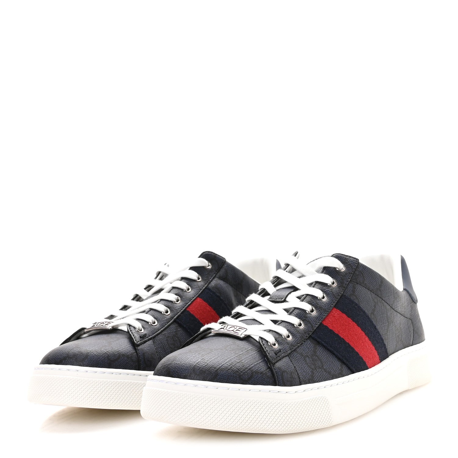 GG Supreme Monogram Web Mens New Ace Sneakers 9.5 Dark Blue