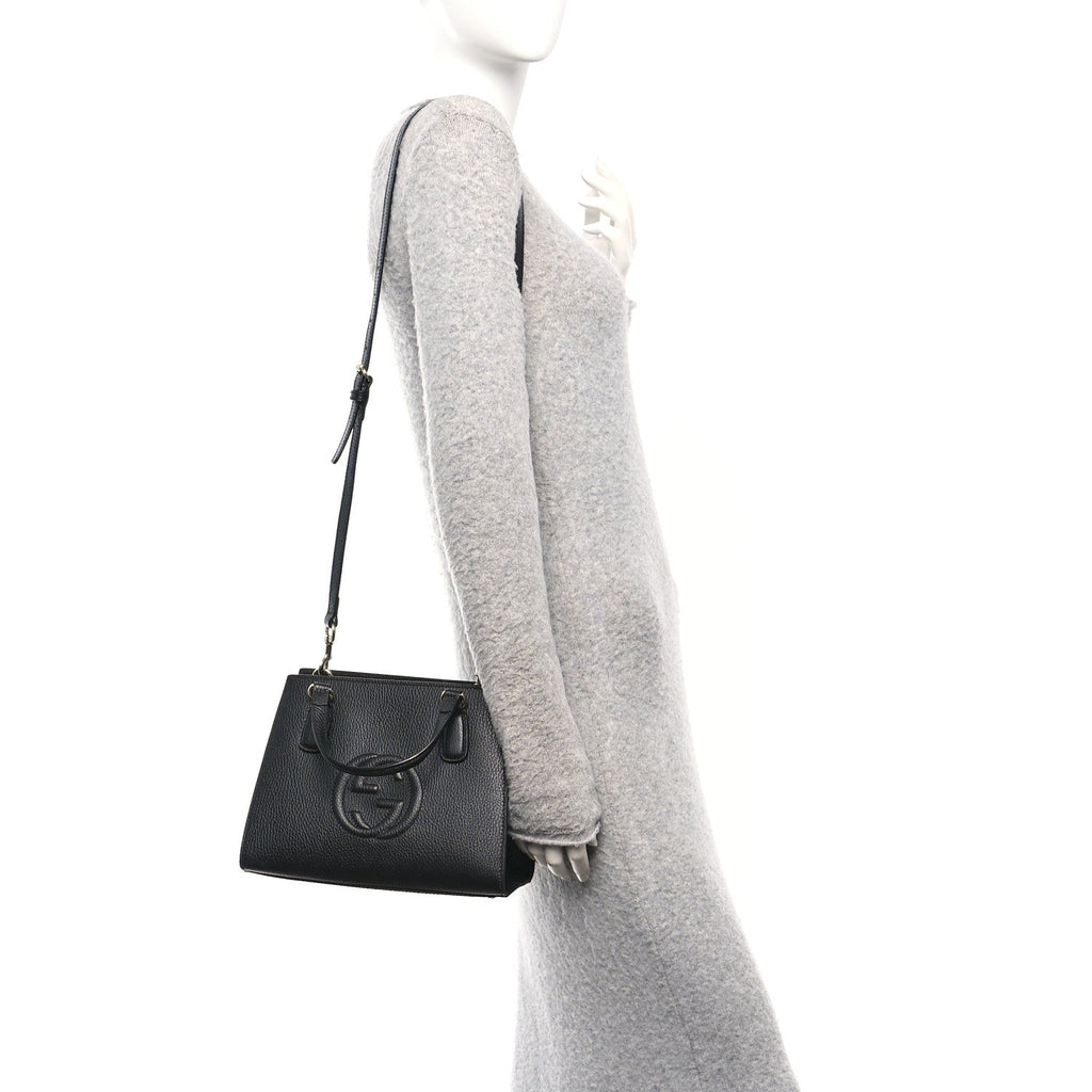 Dollar Calfskin Medium Soho Top Handle Satchel Black