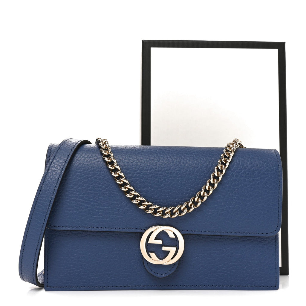 Dollar Calfskin Interlocking G Chain Wallet Caspian