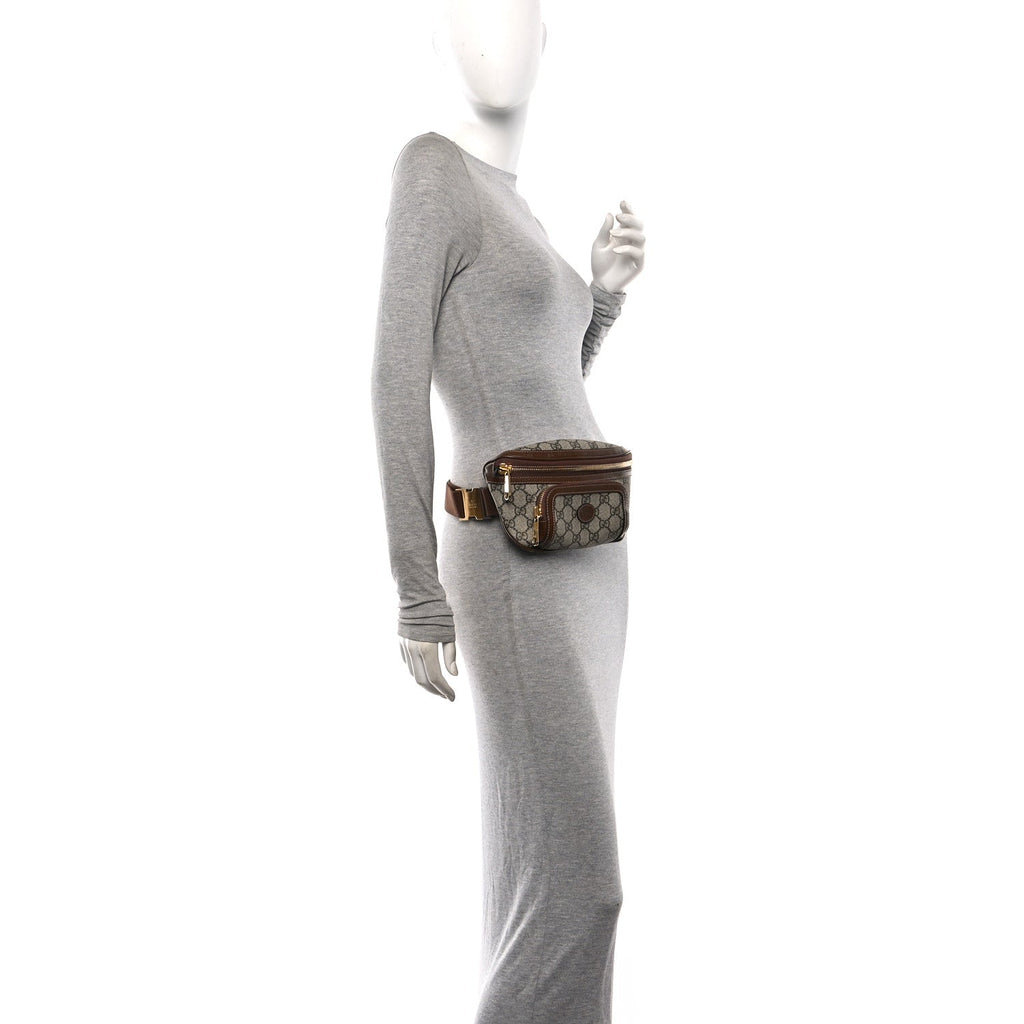 GG Supreme Monogram Textured Calfskin Retro Interlocking G Belt Bag Beige Ebony Brown Sugar